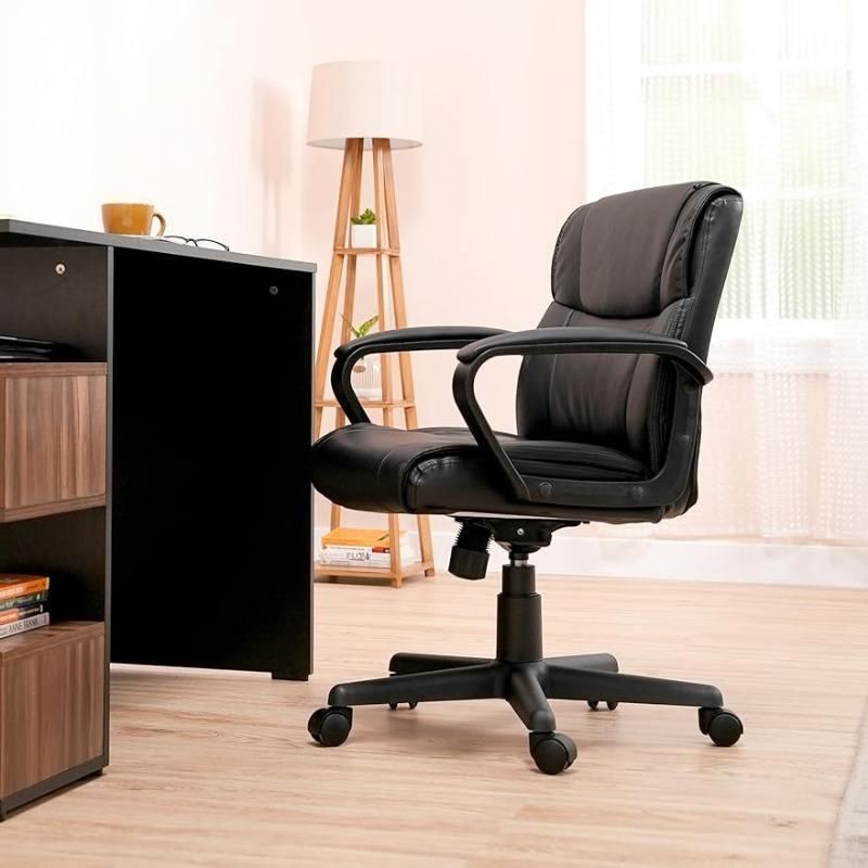 Ergonomic Swivel Executive Office Chair with Padded Armrests and Adjustable Height