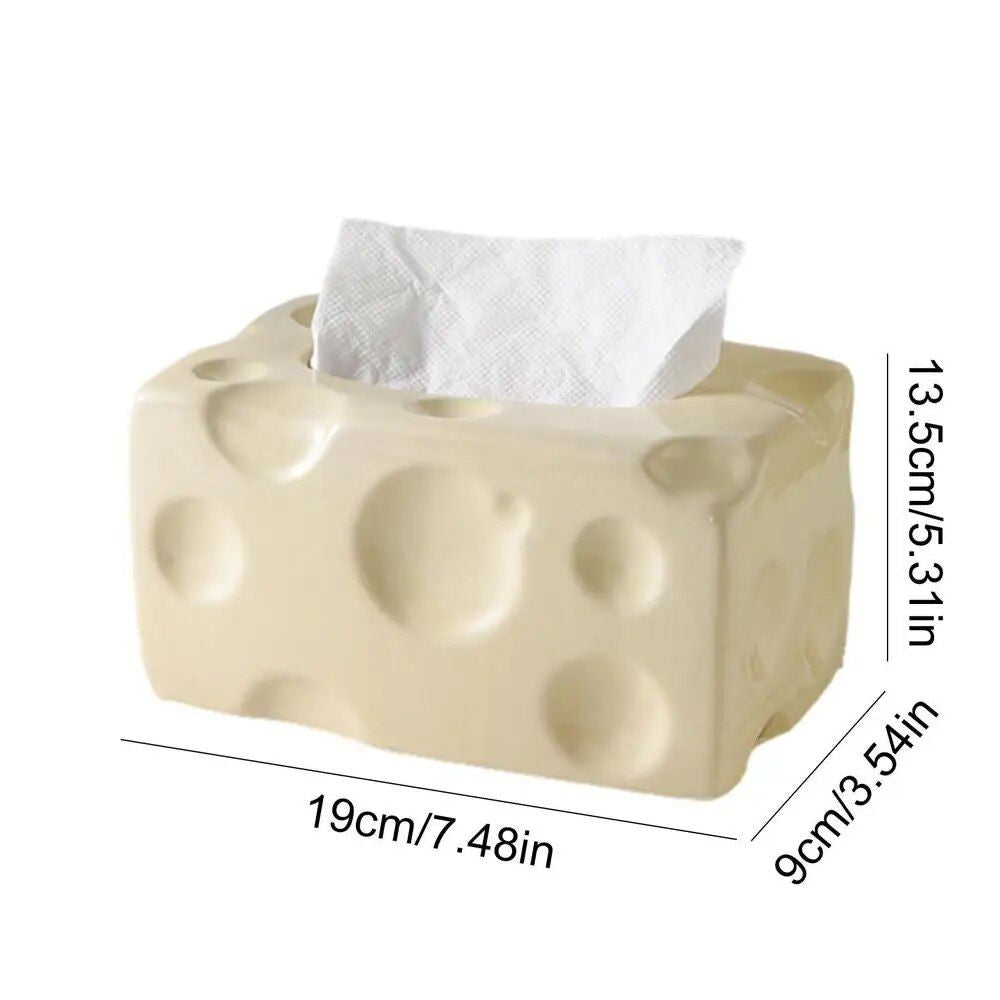 Cheese-Themed Ceramic Tissue Box - Cute and Practical Home Accessory