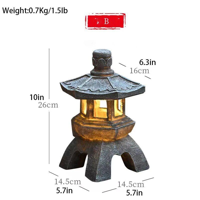 Resin Chinese Pavilion Garden Solar Light