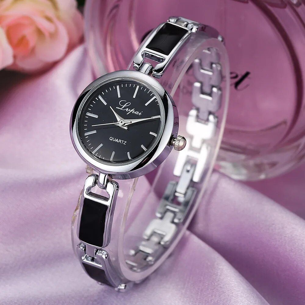 Elegant Stainless Steel Rhinestone Quartz Ladies Watch