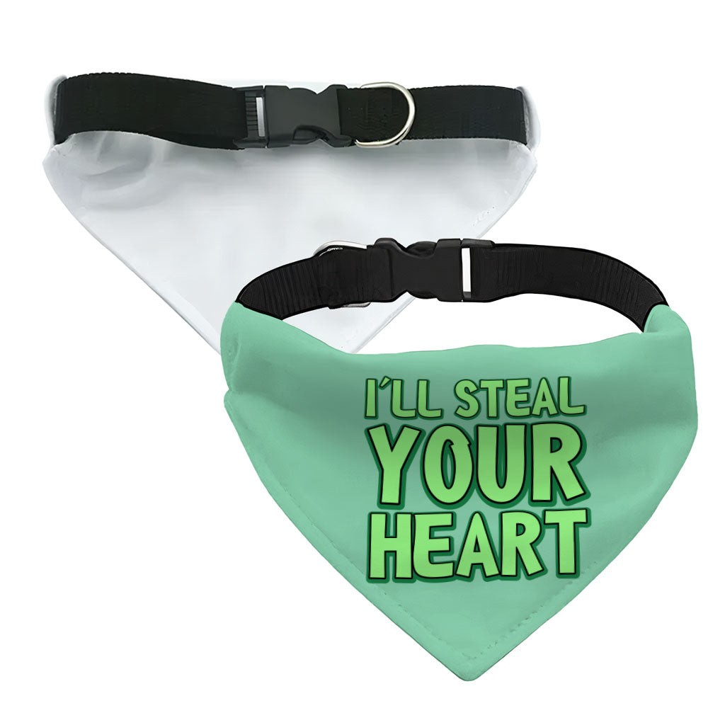 I'll Steal Your Heart Pet Bandana Collar - Art Print Scarf Collar - Word Design Dog Bandana