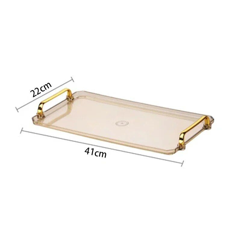 Elegant Acrylic Gold-Plated Serving Tray – Versatile and Eco-Friendly Household Accessory