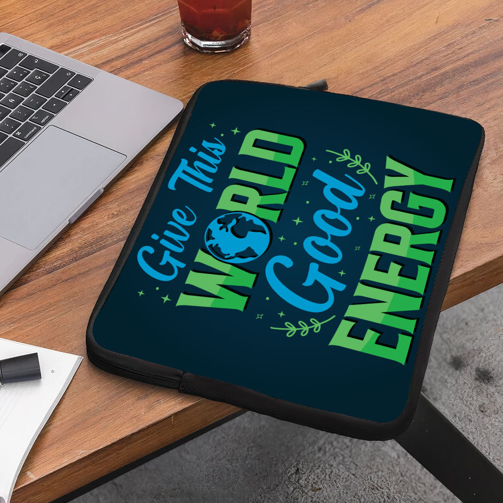 Give the World Good Energy Dell 16" Two-Sided Sleeve - Cute Laptop Sleeve - Printed Laptop Sleeve with Zipper