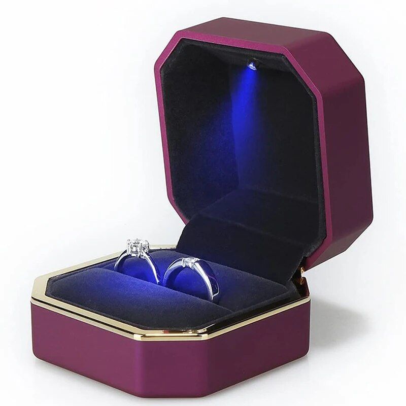 LED Illuminated Luxury Velvet Ring Box