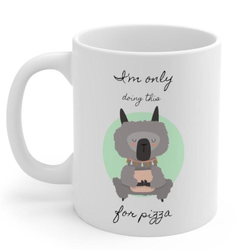 Lama Yoga, I'm Only Doing This for Pizza Mug | Yellow Pandora