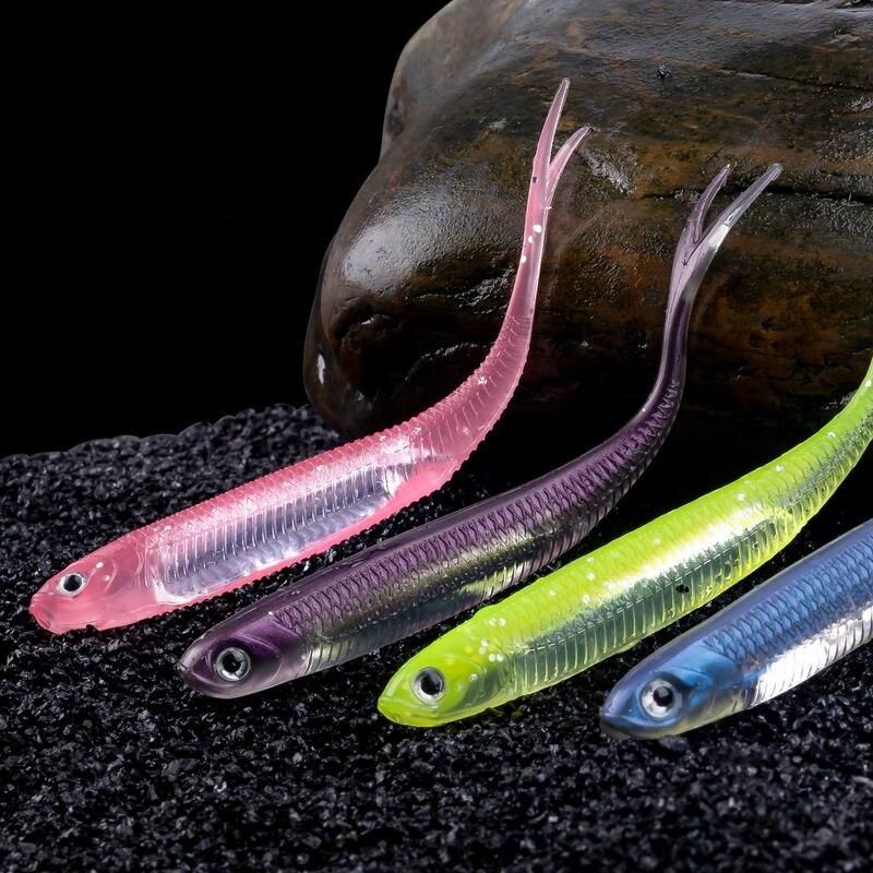 5-Pack Multicolor Soft Swimbait Lures, 100mm