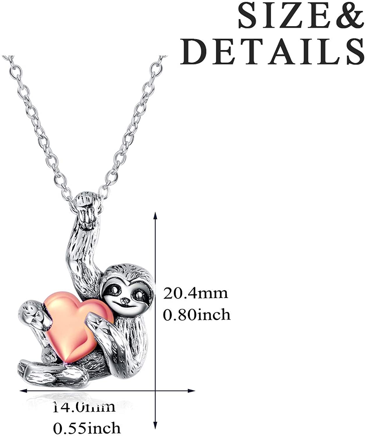 Sterling Silver Sloth Gifts Sloth Heart Necklace for Women Jewelry