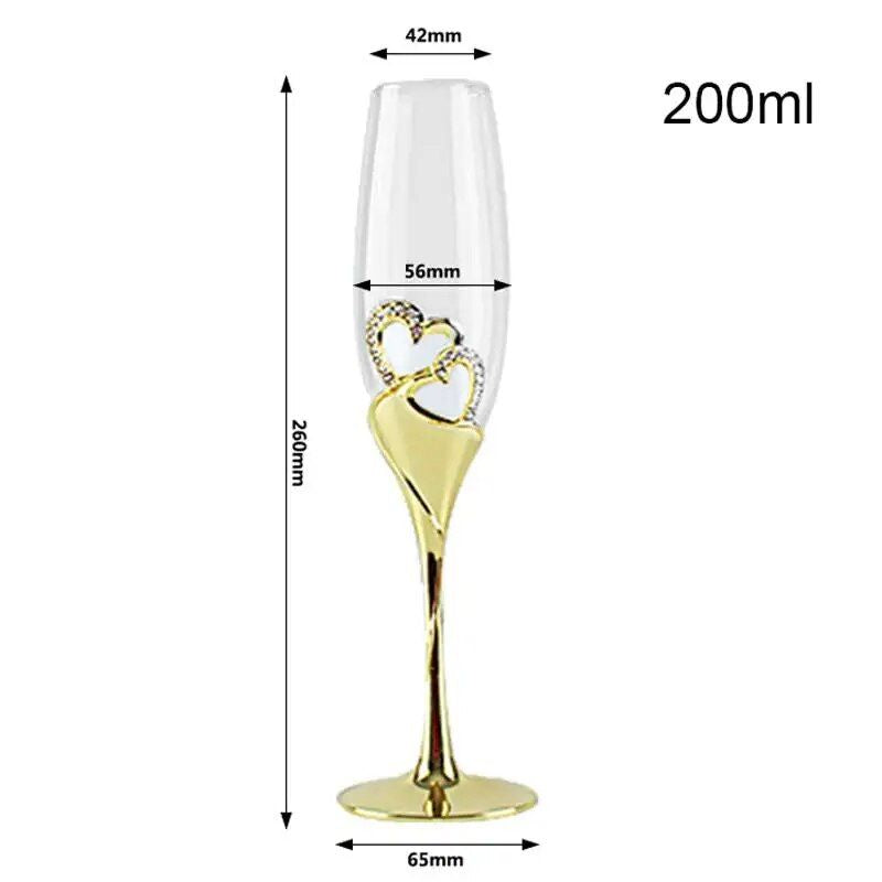 Elegant 200ml Gold Crystal Champagne Glasses - Perfect for Weddings and Celebrations