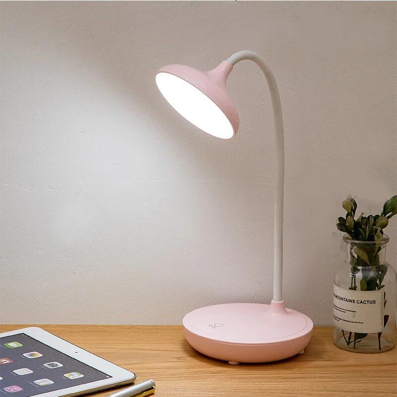 Adjustable LED Desk Lamp - Eye-Care Reading Light with Touch Control and Dimmable Features