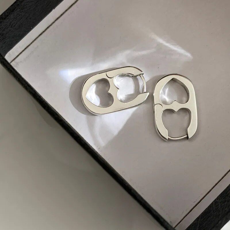 2023 Silver & Gold Double Heart Stud Earrings