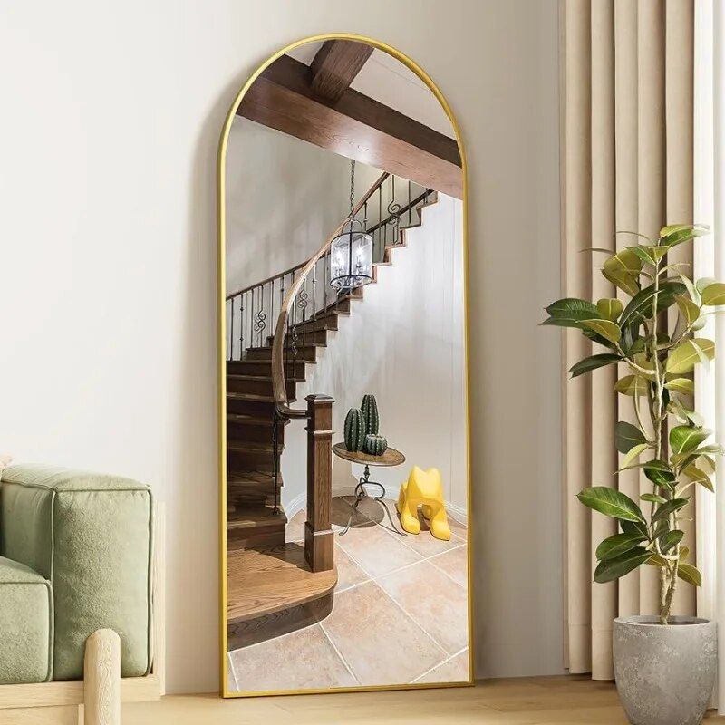 Gold Aluminum Frame Full-Length Arched Mirror