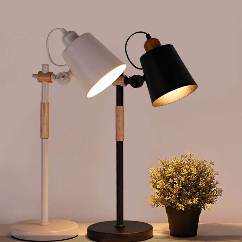 Modern Nordic LED Table Lamp - Adjustable Wooden Desk Light for Bedroom, Study & Decor