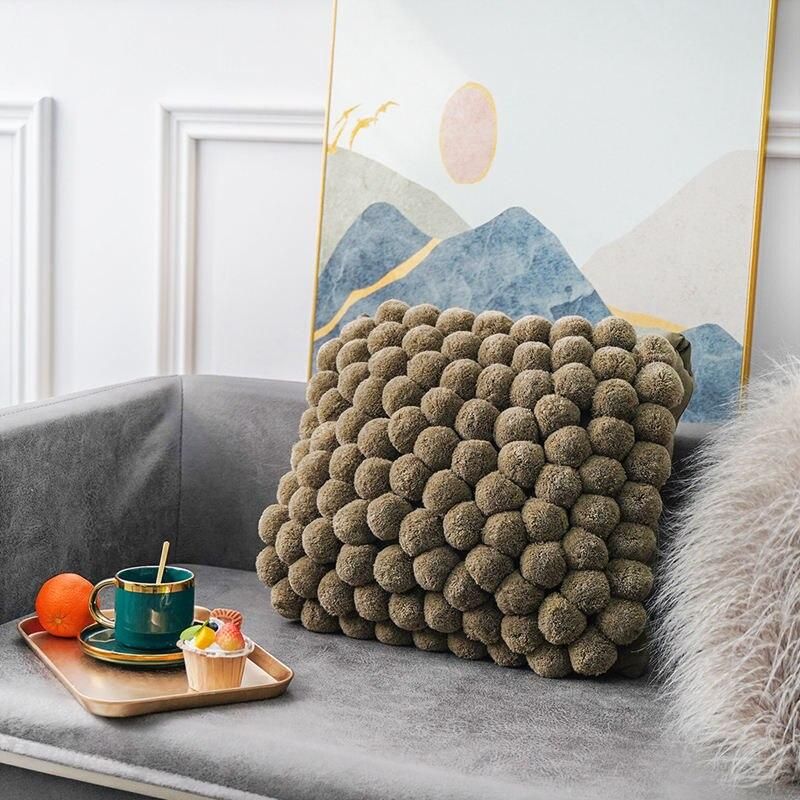 Handmade Nordic Plush Yarn Ball Pillowcase