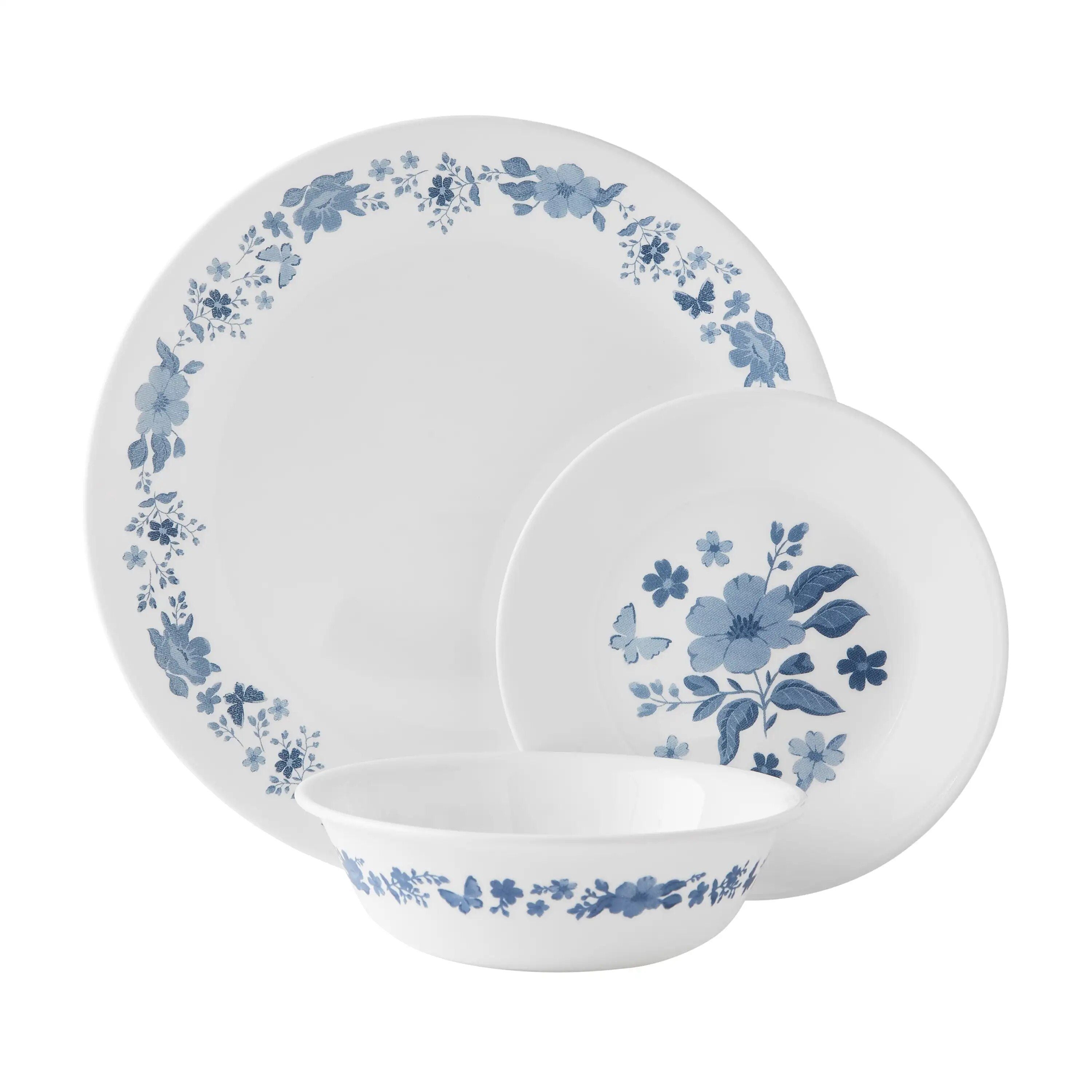 12-Piece Floral Dinnerware Set in Teal