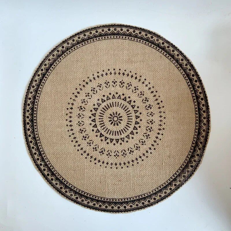 Chic Bohemian 15" Jute Placemat with Pompom Tassel - Eco-Friendly Table Decor