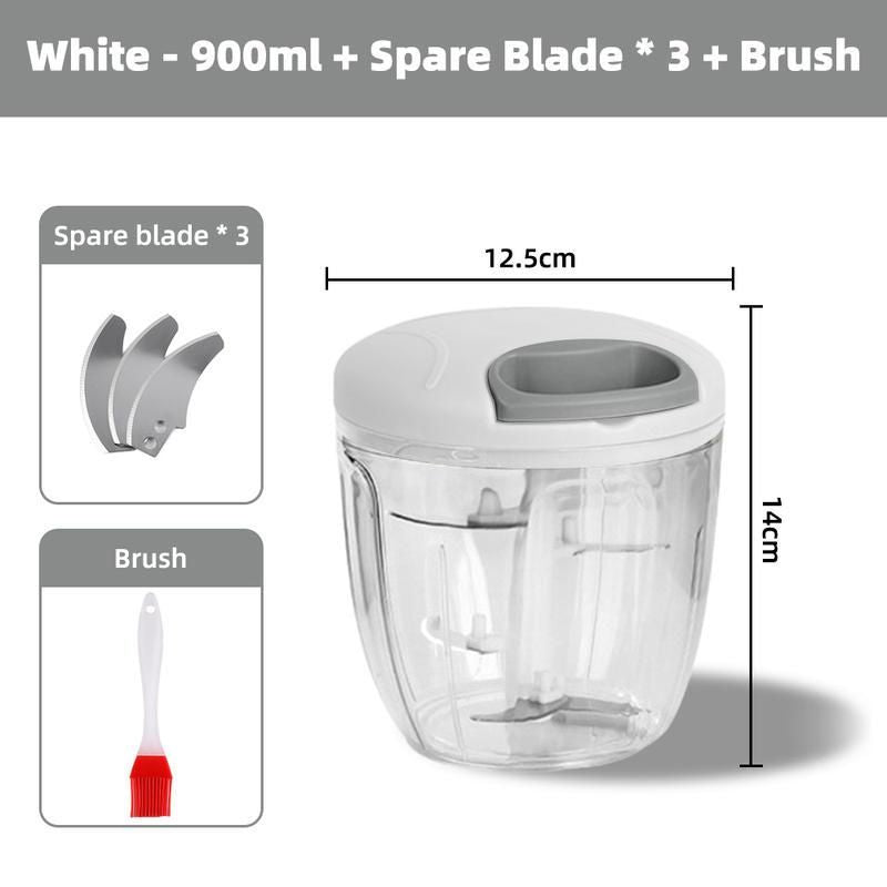 Versatile Manual Food Chopper and Garlic Press - 500/900ml