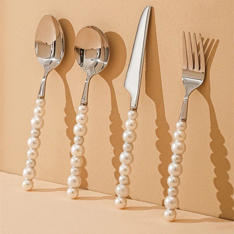 Luxurious European Pearl-Style Stainless Steel Cutlery Set