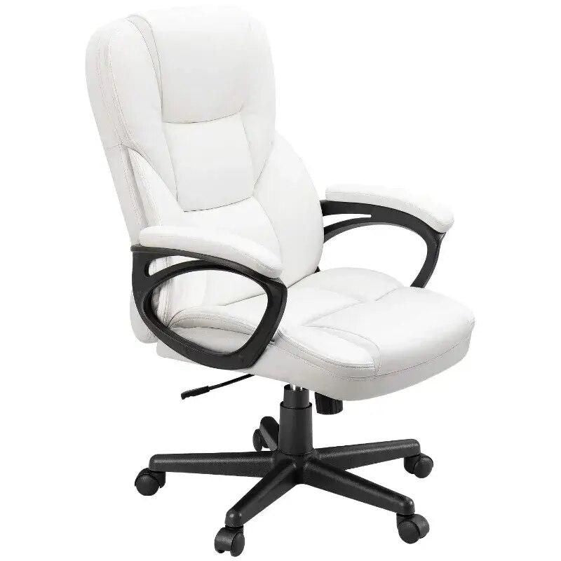 White High-Back Adjustable Executive Office Chair with Lumbar Support