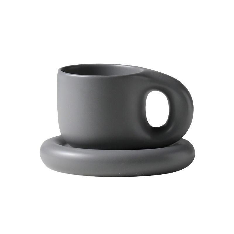 Nordic-Inspired Titanium Ceramic Mug with Lid - Summer Oval Plate, Coffee Tea Milk Cup for Home & Office