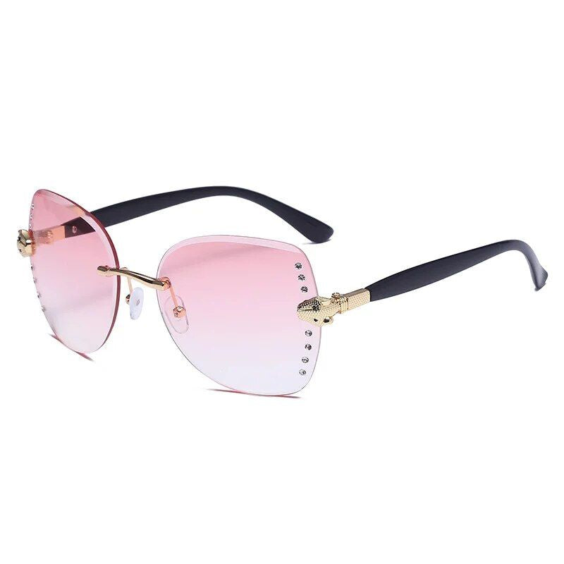 Elegant Oversized Rimless Diamond Sunglasses - Sexy Square Sunnies for Women