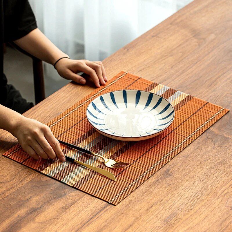 Eco-Chic Bamboo Placemat & Coaster Set - Vibrant, Durable Table Mats