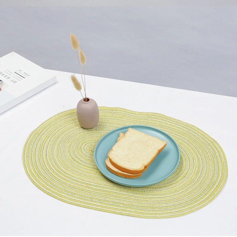 Hand-Woven Linen Oval Placemats - Modern Eco-Friendly Table Mats