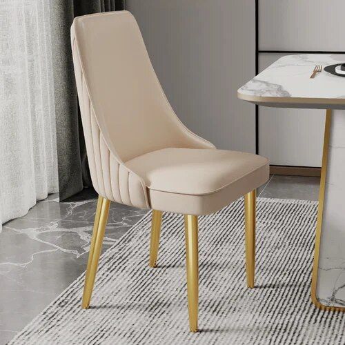 Elegant Modern Dining Chair with Gold Legs - Luxury Synthetic Leather Seating for Home and Events