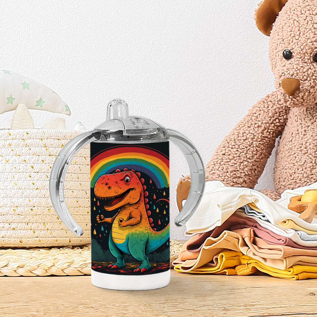 Rainbow Dinosaur Sippy Cup - Cartoon Baby Sippy Cup - Cute Design Sippy Cup