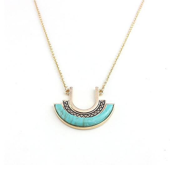 Love U To The Moon Long Turquoise Necklace | Salmon Lucky