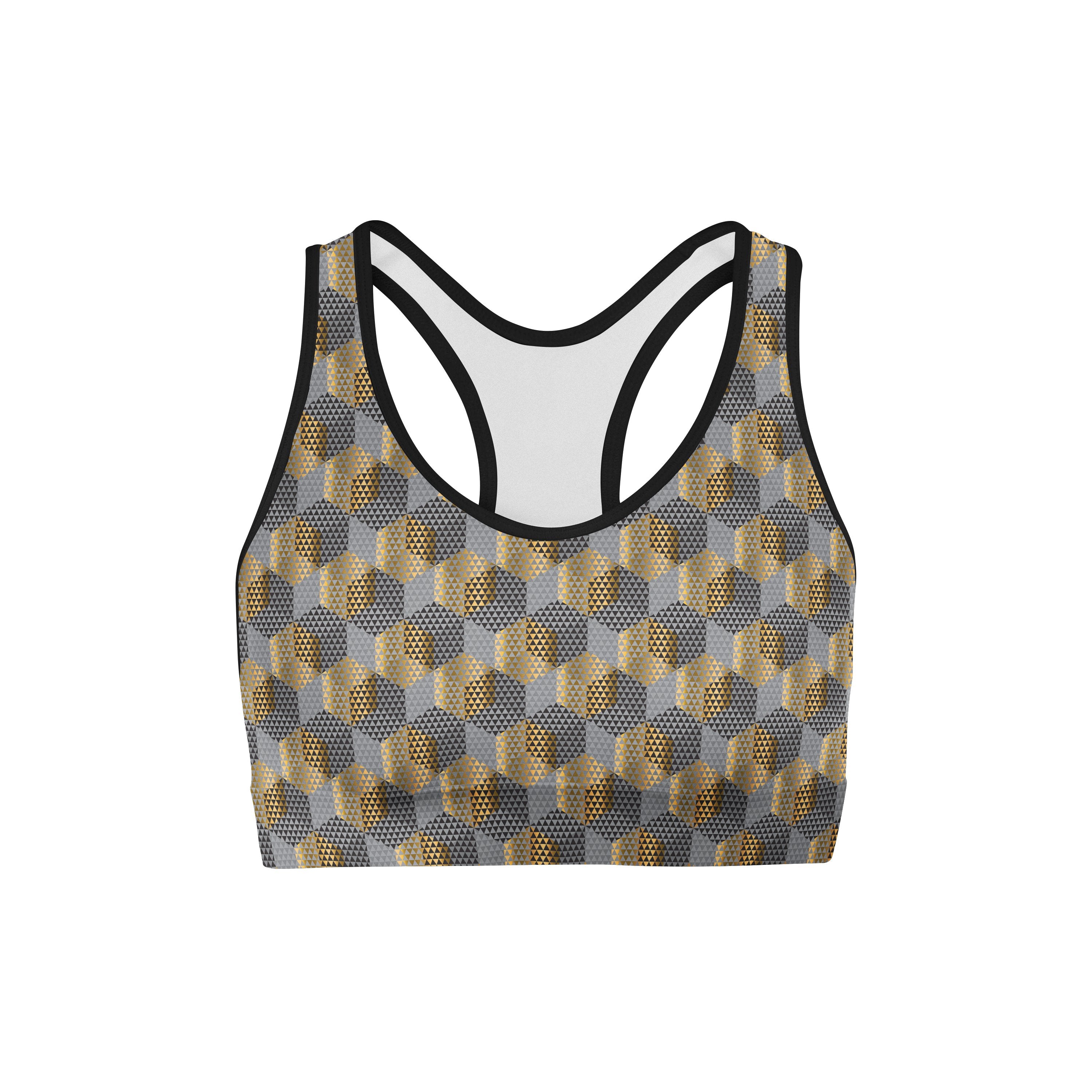 Golden Geometric Sports Bra | Orange Poppy