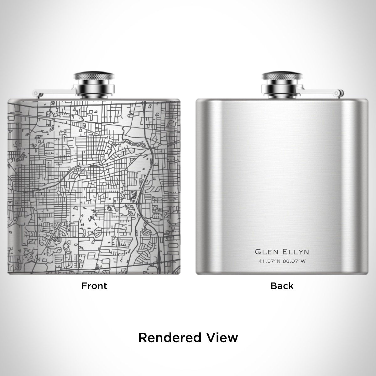 Glen Ellyn - Illinois Engraved Map Hip Flask - Zomdo Marketplace | Zomdo.com