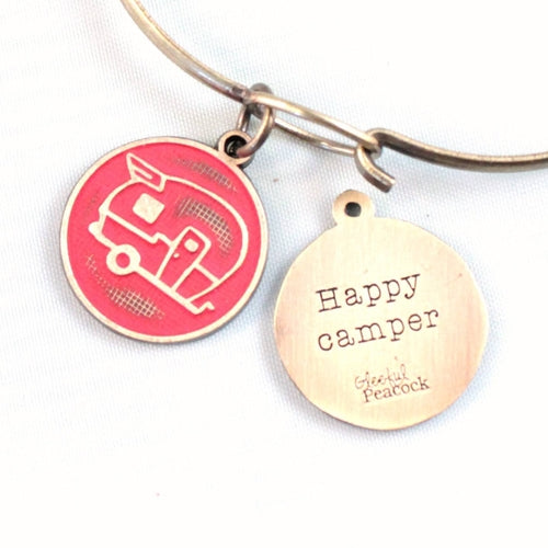 Happy Camper Token Charm Bracelet, Necklace, or Charm Only