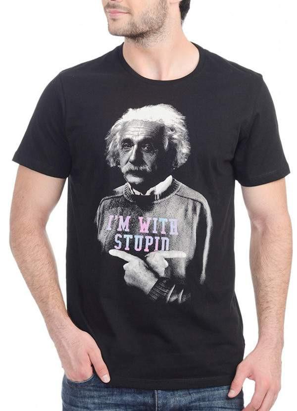 Einstein I'm With Stupid Black Half Sleeve Men | Scorpius