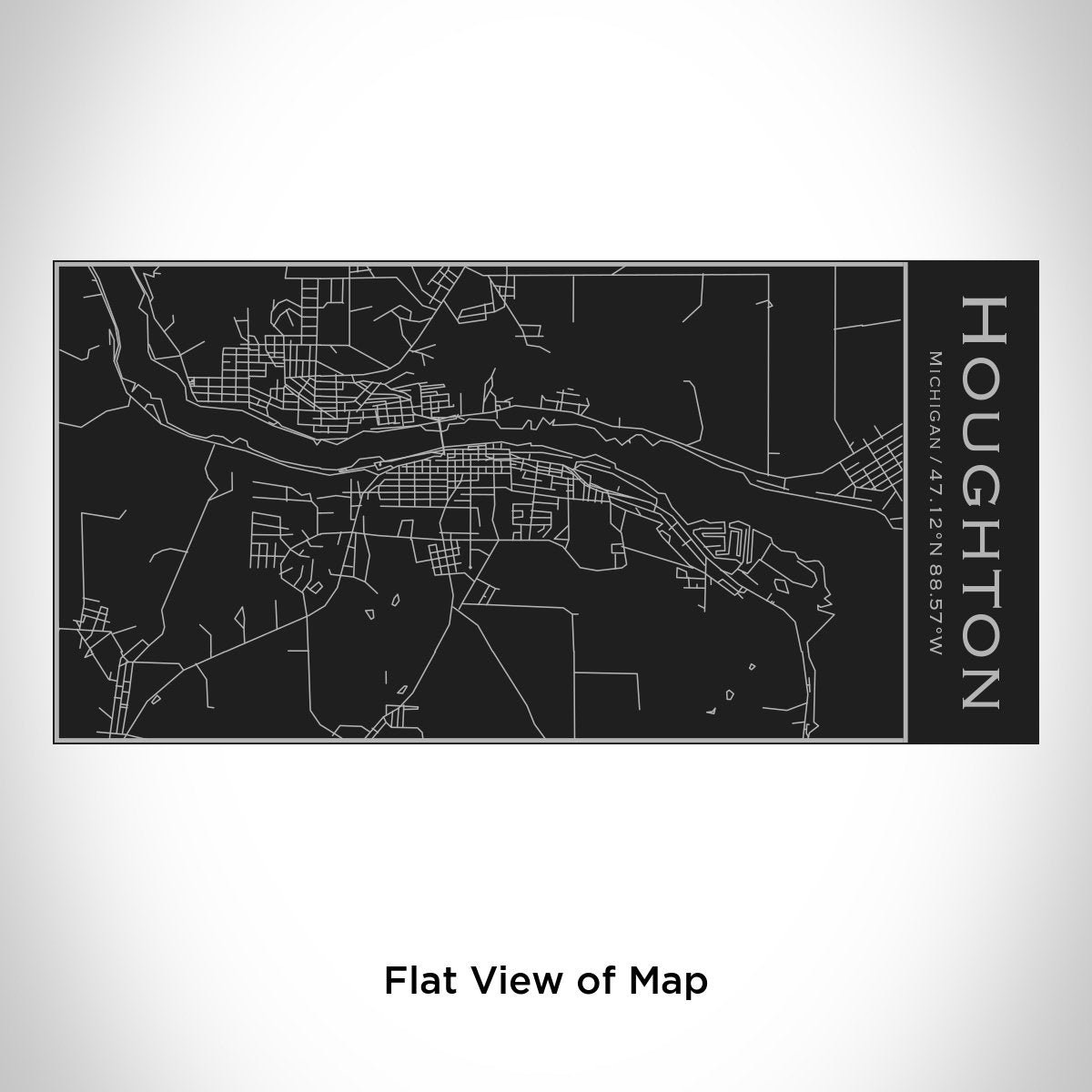 Houghton - Michigan Engraved Map Insulated Bottle in Matte Black - Zomdo Marketplace | Zomdo.com