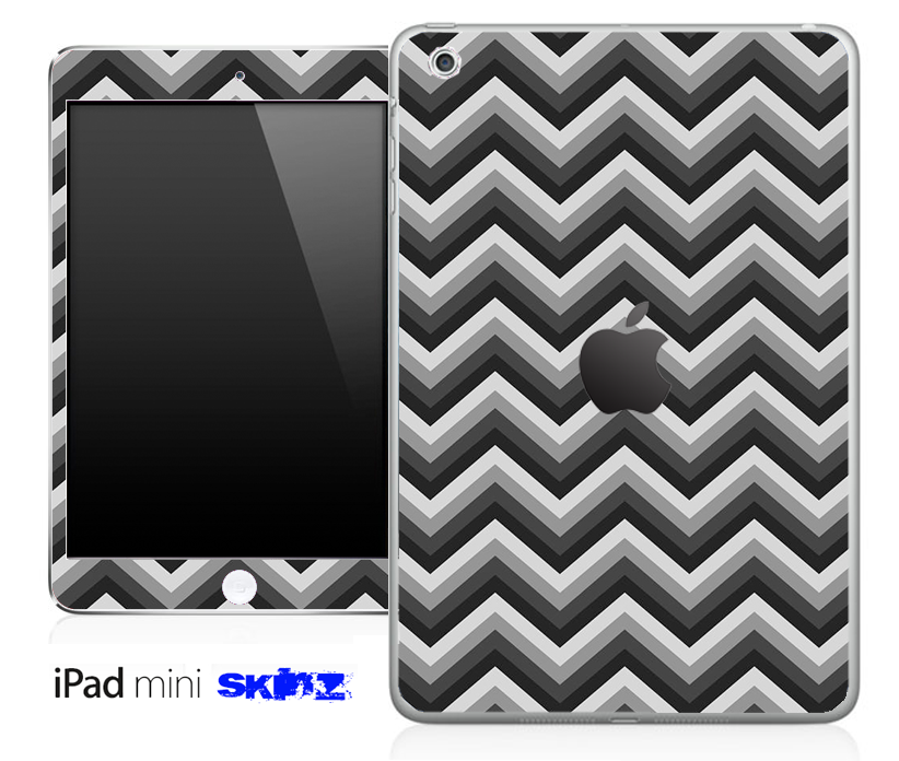 Black and Gray Chevron Pattern Skin for the iPad Mini or Other iPad | Blue Leto