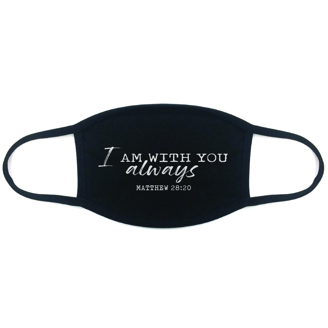 100% COTTON MADE IN THE USA MATTHEW 28:20 BLACK FABRIC FACE MASK | Orange Eunostus