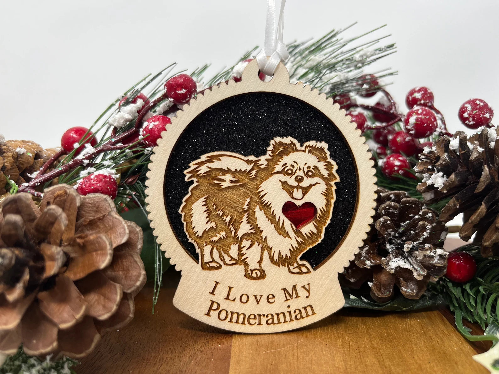 Love My Pomeranian Christmas Ornament