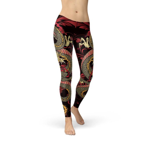 Womens Dragon Leggings | Maroon Sooty