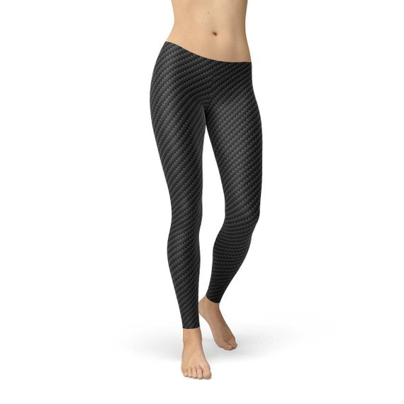 Womens Black Carbon Fiber Leggings | Maroon Sooty