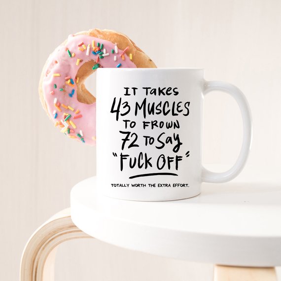 43 Muscles Mug, Funny Gift, Funny Mugs, Coffee | Magenta Shadow