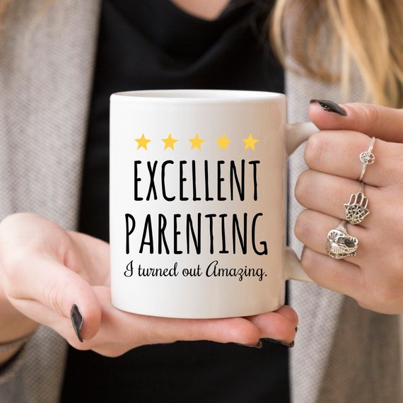 "Excellent Parenting I turned out Amazing" ceramic mug, 11oz, White