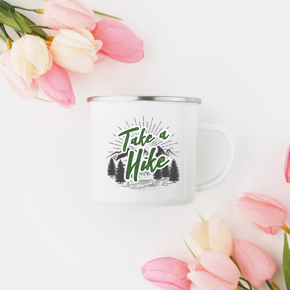 Hiking Gift for Hiker Enamel Mug Wanderlust