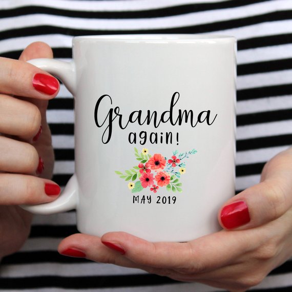 Pregnancy Announcement Grandma Again Mug Baby | Magenta Shadow