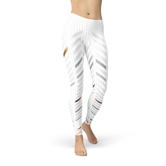 Womens White Stripes Leggings | Maroon Sooty