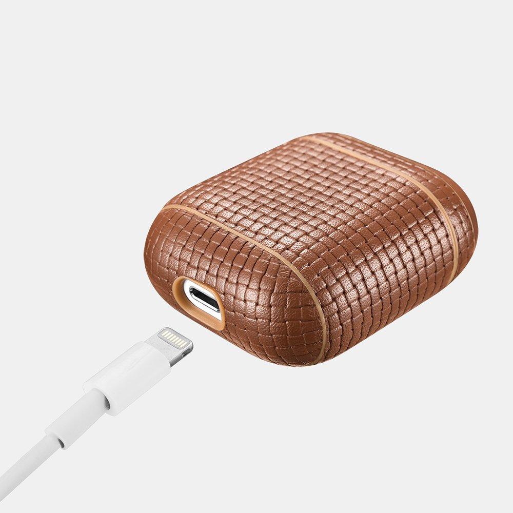 Woven Beautiful Genuine Leather Custom Apple AirPods Case 1 & 2 with