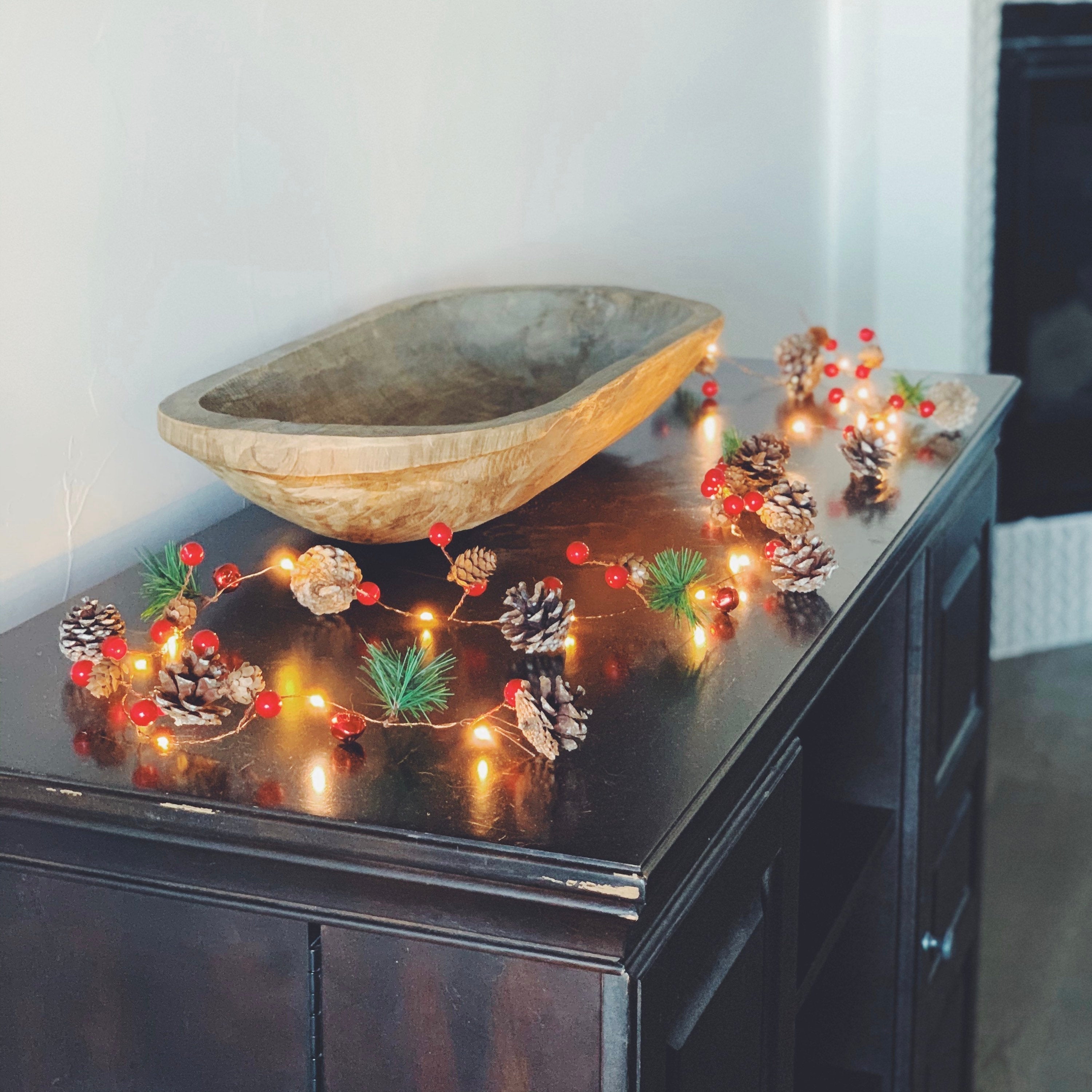 Holiday Garland with LED lights- Battery operated