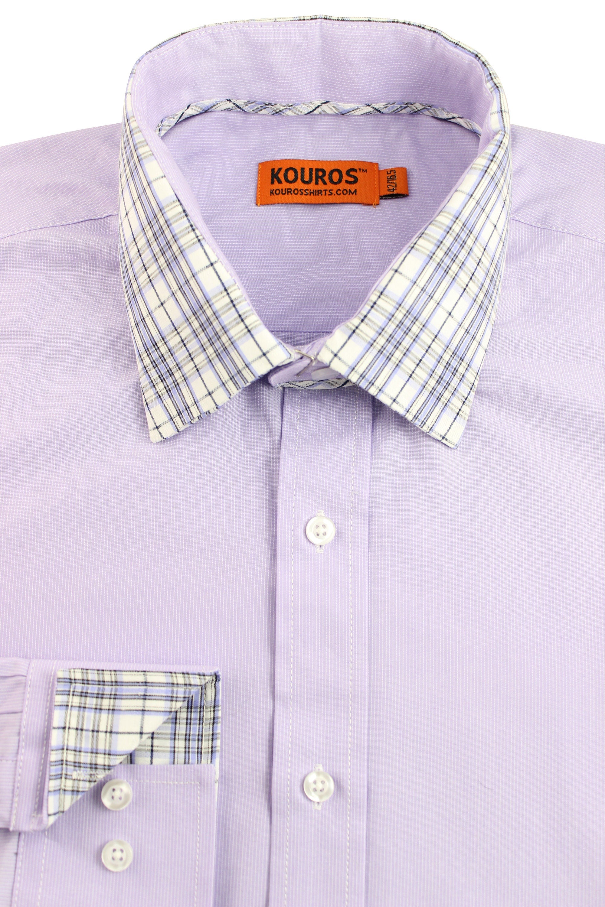 KOVROS Men's Premium Designer Cotton Dress Shirt, Lavendar