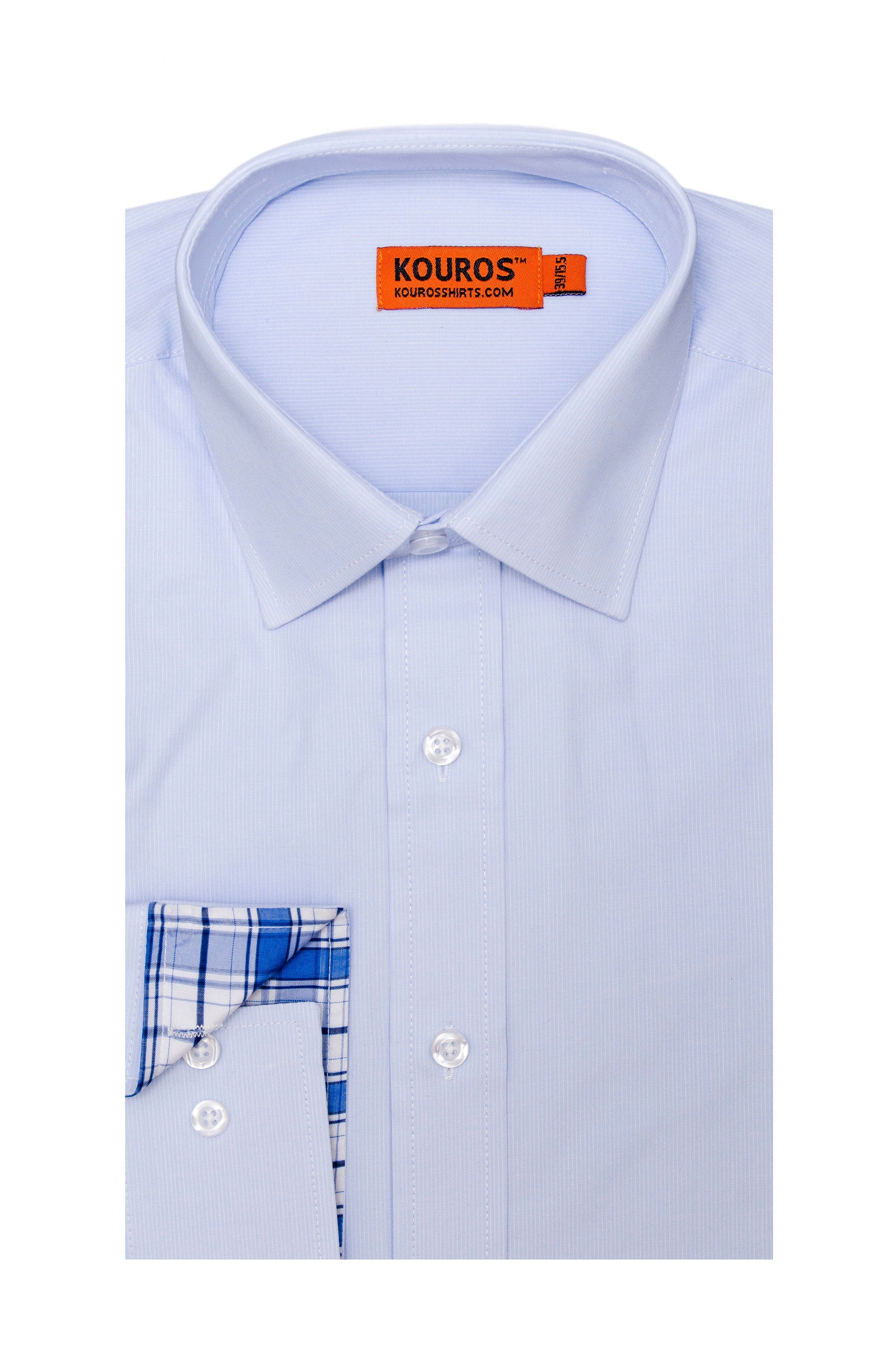 KOVROS Men's Premium Designer Dress Shirt, Light Blue | KOVROS