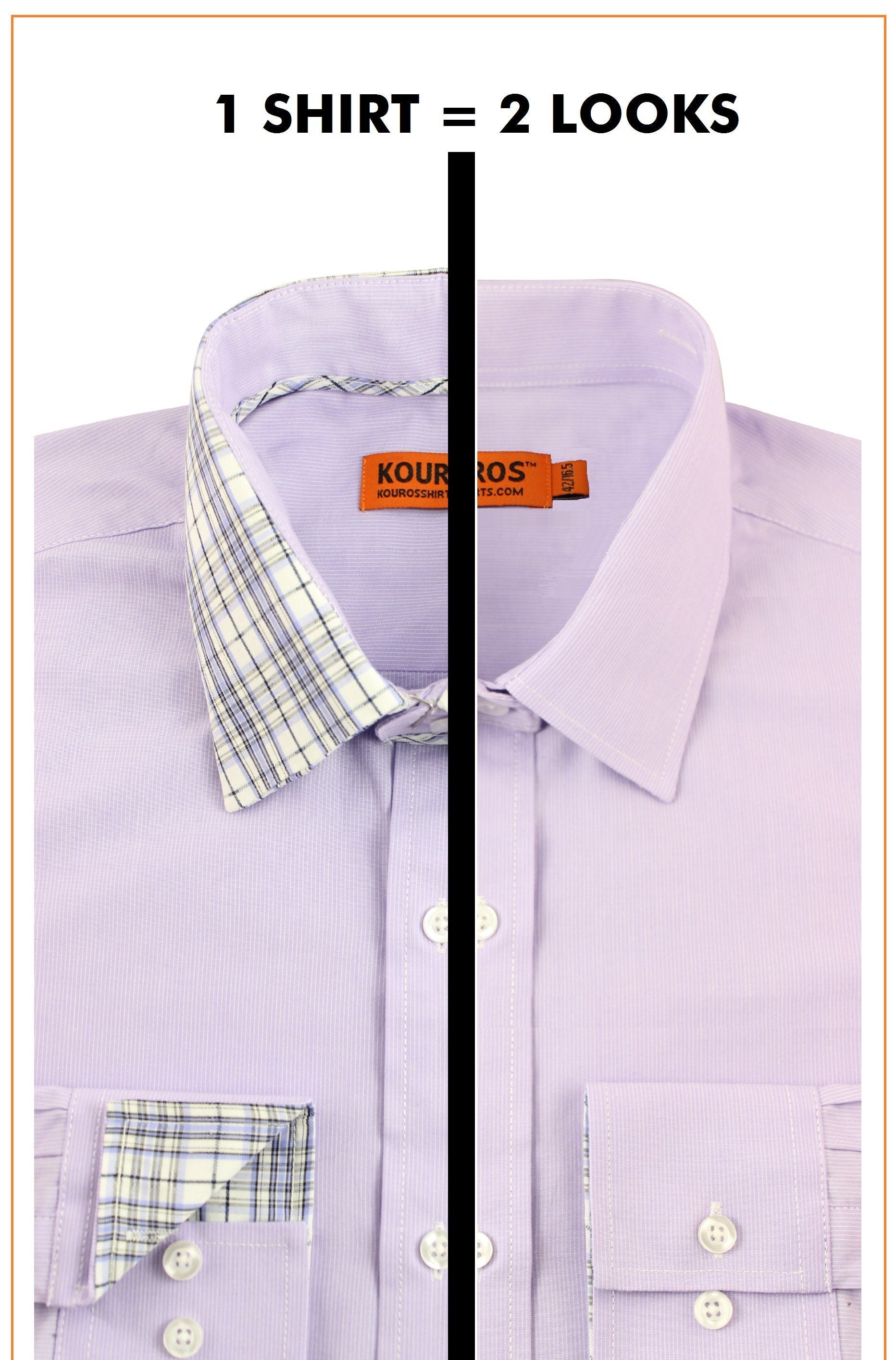 KOVROS Men's Premium Designer Cotton Dress Shirt, Lavendar