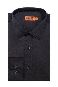 KOVROS Men's Premium Designer Dress Shirt, Black | KOVROS